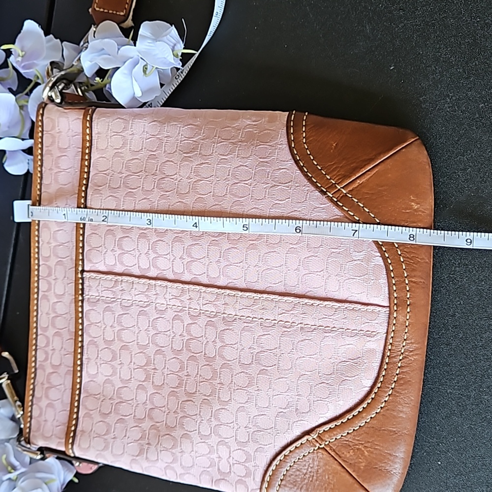 Coach 🎁 Pink Crossbody w CoA. Leather Accents, Canvas Strap - Picture 12 of 15